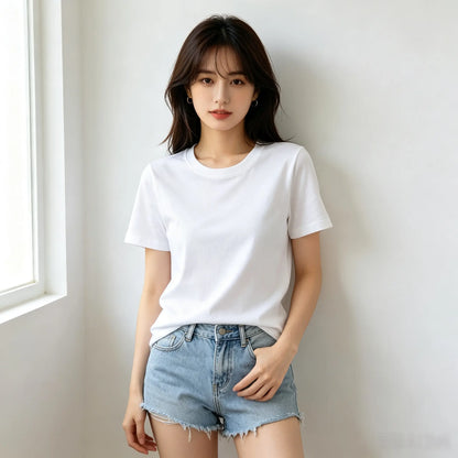 Men Women Summer Basic Short Sleeve T-Shirt, Breathable Ice Cotton Casual Crew Neck Plain Tee, Soft Lightweight Daily Tops