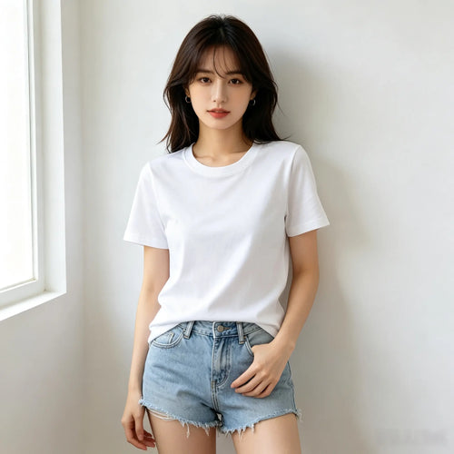 Men Women Summer Basic Short Sleeve T-Shirt, Breathable Ice Cotton Casual Crew Neck Plain Tee, Soft Lightweight Daily Tops
